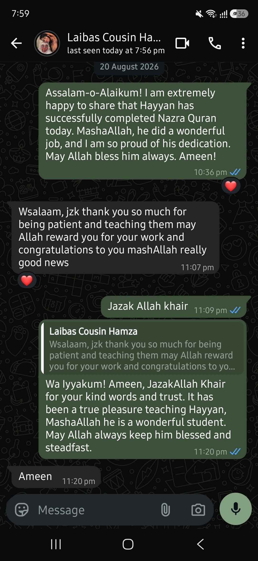 Real UK parent feedback about Hayyan completing Nazra Quran