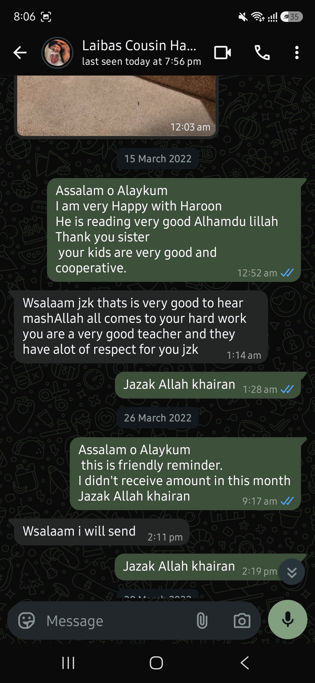 Real UK parent feedback about Haroon's Quran reading progress